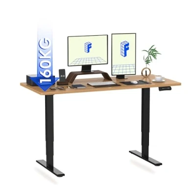 Abbildung von FLEXISPOT Höhenverstellbarer Schreibtisch Elektrisch,3 Fach Teleskop &amp; Dual Motor,Belastbarkeit 160 KG,Bürotisch mit Memory Funktion&amp;Anti Kollisionssystem(180 x 80 cm Ahorn, Gestell Schwarz)