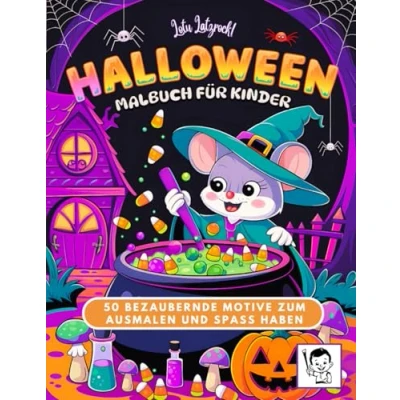 Abbildung von Halloween Malbuch für Kinder: 50 bezaubernde Motive zum Ausmalen und Spass haben