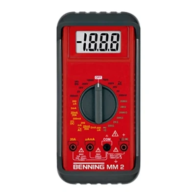 Abbildung von Benning MM 2 Digital Multimeter (mit digitaler Anzeige, Max. Spannungsmessbereich DC 1000 V, inkl. Gummischutzrahmen, Tasche usw.) 44028, Rot, Schwarz