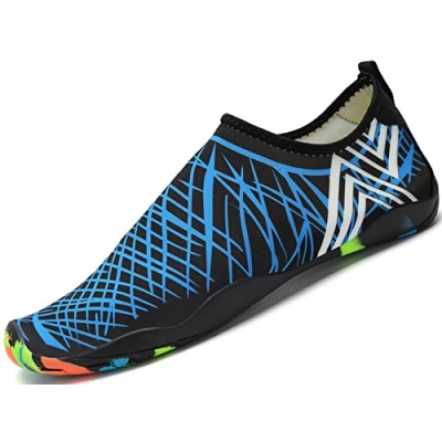 Abbildung von SAGUARO Badeschuhe Strandschuhe Aquaschuhe Wasserschuhe Surfschuhe Schwimmschuhe für Damen Herren Kinder, Blau 4, 35 EU