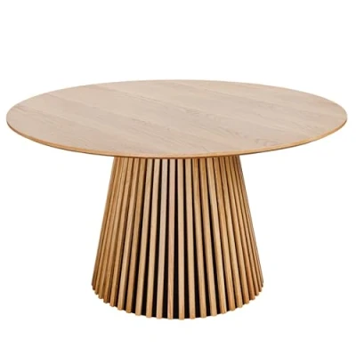 Abbildung von riess ambiente Esstisch VALHALLA WOOD Ø140cm natur (Einzelartikel, 1 St), Küche · Eiche Design foliert rund Säulenfuß Japandi Style