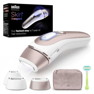 Abbildung von Braun Smart IPL Skin i·expert, Haarentfernung für zu Hause, Gratis App, Aufbewahrungstasche, Venus Rasierer, 3 Aufsätze, PL7253