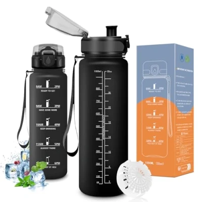 Abbildung von Vikaster Sport trinkflasche, Trinkflasche 1000ml, Fahrrad, Kohlensäure Geeignet, Sportflasche für Kinder, Schule, Fitness, Outdoor
