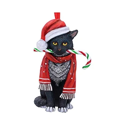 Abbildung von Nemesis Now Zuckerstangenkatze zum Aufhängen, 9 cm, Rot, Weihnachten