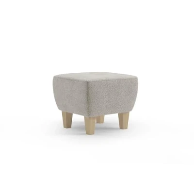 Abbildung von Cavadore Hocker Vida / Polsterhocker mit massiven Holzfüßen in Buche 52 x 46 Chenille, Naturweiß