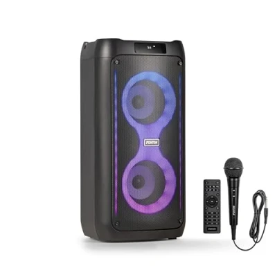Abbildung von Fenton Core80 Musikbox Bluetooth Groß 120W, Akku 12 Std, Karaoke Mikrofon, BT 5.3, Fernbedienung, Partybox Box Groß, Stereo Pairing, Tragbare Musik Box, Boom Schwarz