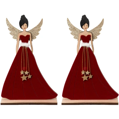 Abbildung von Creativ deco Engelfigur Weihnachtsdeko (2 St), mit Stoffapplikationen