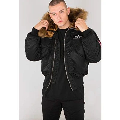 Abbildung von Alpha Industries Herren 45P Hooded Custom Bomberjacke, Black/Reflective, S