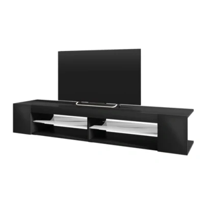 Abbildung von Selsey Mitchell TV Lowboard Schwarz Matt/Schwarz Hochglanz 180 cm breit mit LED