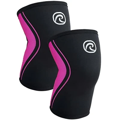 Abbildung von Rehband Kniebandage 3mm Neopren, leichte für Damen &amp; Herren, Bandage Knie Ausdauersport, atmungsaktive Sportbandage, Farbe:Pink 1 Paar, Größe:XL