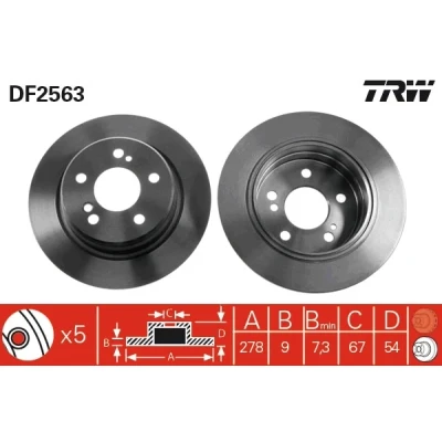 Abbildung von TRW DF2563 Bremsscheibe 278 9 5 112 voll lackiert MERCEDES BENZ: E Klasse Limousine, W124 T modell