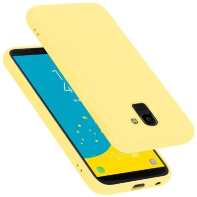 Abbildung von Cadorabo Hülle kompatibel mit Samsung Galaxy J6 2018 Silikon Handyhülle für Case aus flüssigem stoßfeste dünne TPU Schutzhülle Liquid GELB