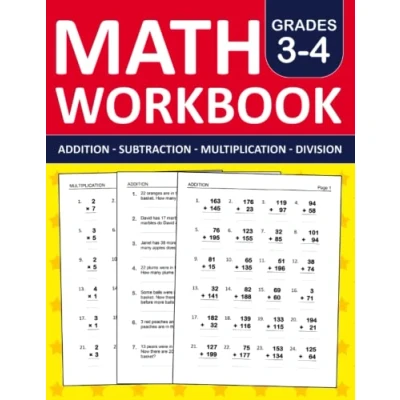 Abbildung von Math Workbook Grade 3 &amp; 4 Addition, Subtraction, Multiplication, and Division Exercises: 3rd 4th Practice With 880 ... Worksheets For (Ages 8 10)