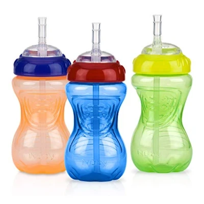 Abbildung von Nuby No Spill Schnabelbecher mit flexiblem Strohhalm 300 ml 3er Pack 12+ Monate
