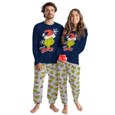 Abbildung von United Labels THE Grinch SET Langarm Pyjama, Größe: XXL, Blau grau