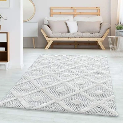 Abbildung von Hochflor Teppich Geometrisch Design, Carpettex, Rund, Höhe: 20 mm, Wohnzimmer Design 3D Optik Skandinavische Stil