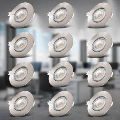 Abbildung von B.K.Licht LED Einbaustrahler SET Einbauleuchten 90mm dimmbar 230V ultra flach schwenkbar, Ohne Dimmfunktion, fest integriert, 3000K Warmweiß, 6x dimmbare Einbauspots Decke schwenkbar Wohnzimmer Büro BKL1285