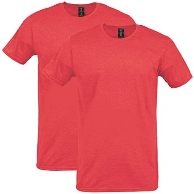 Abbildung von Gildan Unisex Erwachsene Softstyle Baumwolle Style G64000 T Shirt, Heather Red (2er Pack), XL