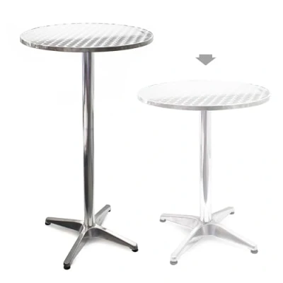 Abbildung von Wiltec höhenverstellbarer Stehtisch 70/110 cm Ø 60 cm, 2 in 1 Bistrotisch, Aluminium Outdoortisch, Bartisch, Partytisch