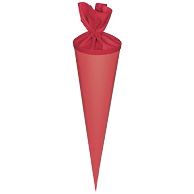 Abbildung von Baier &amp; Schneider Heyda 204870055 Schultüten Rohlinge mit Filzverschluss (Höhe 70 cm, Durchmesser 19 Karton, 380g/m²) rot