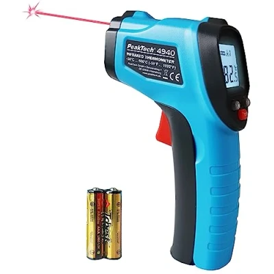 Abbildung von PeakTech 4940 Infrarot Thermometer/Pyrometer mit Laser, 50C … 600C, Messpunktverhältnis 12:1, für schnelle Oberflächentemperaturmessung 0,5s, Emissionsgrad 0,95 fest