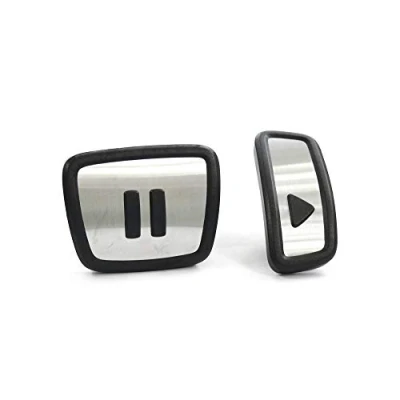 Abbildung von Volkswagen 10A723001 Pedalkappen Play &amp; Pause Design Button Edelstahl Kappen Gaspedal Bremspedal, 2 teilig