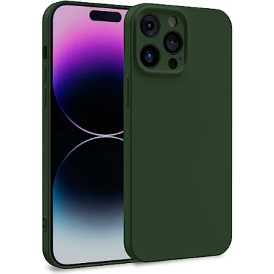 Abbildung von MyGadget Hülle kompatibel mit iPhone 14 Pro Max Zweilagige Handyhülle Kameraschutz Cover Innenfutter &amp; Silikon außen Olive Grün