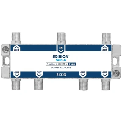 Abbildung von EDISION SDC 6 SAT Verteiler Splitter Fach geignet für TV, Satellit, Kabel Fernseher, Radio, Unicable, Frequenzbereich 5 2400Mhz, DVB S2, T2, C, DC Durchgang, Wege