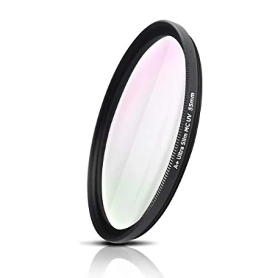 Abbildung von Ares Foto® UV Filter mit MRC Mehrfachvergütung, optisches Glas aus Japan, Ultra Slim, CNC gefräste Aluminium fassung. Für Canon Sony Nikon Fujifilm Olympus Sigma Tamron Pentax Leica (55mm)