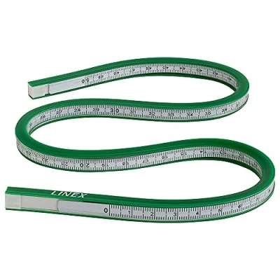 Abbildung von Linex FCG50 Flexible Kurve 500mm, Tuschekante, Kurvenverlauf bis 15mm Radius, mm Skala, Vinyl mit Bleieinlage