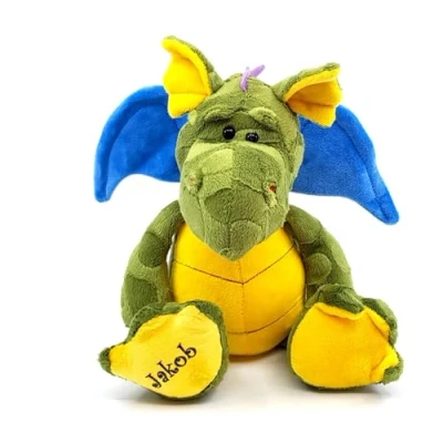 Abbildung von CreaDesign, Kuscheltier Drache personalisierbar mit (Wunsch) Namen, 33cm, Stofftier, Plüschtier, Mädchen Jungen, grün gelb