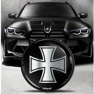Abbildung von Biomar Labs Motorhaube Kofferraum Plakette Abzeichen 82mm Kompatibel mit BMW Emblem 51148132375 Schwarz EO 20