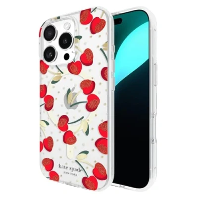 Abbildung von kate spade new york iPhone 16 Pro Hülle Kompatibel mit MagSafe Designer Handyhülle Cherry Dot Gems