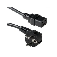 Abbildung von ACT Powercord mains connector CEE7/7 male (angled) c19 black 1.80 m. Lengte: 1.8 m schuko blk 1.80m (AK5185)