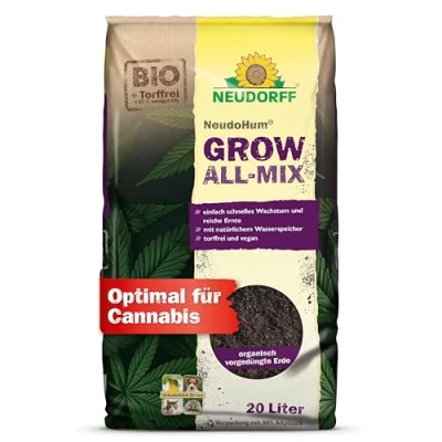 Abbildung von Neudorff NeudoHum Grow All Mix Bio Cannabis Erde für schnelles Wachstum und eine reiche, gehaltvolle Ernte. Torffrei alle Wachstumsphasen, 20 Liter, Braun