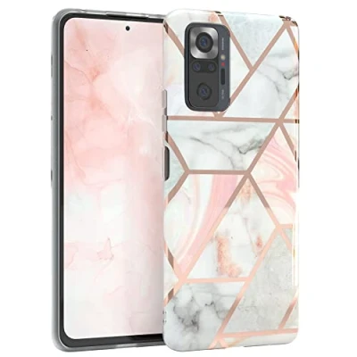 Abbildung von EAZY CASE Handyhülle Silikon mit Kameraschutz kompatibel Xiaomi Redmi Note 10 Pro, im Marmor Design, Motiv Hülle, Ultra dünn, Slimcover, Silikonhülle, Backcover, Rosé