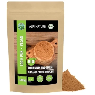 Abbildung von BIO Carobpulver (1kg), Johannisbrot gemahlen, Johannisbrotpulver dunkel, glutenfrei, laktosefrei, laborgeprüft, vegan, Johannisbrotmehl 100% naturrein ohne Zusätze