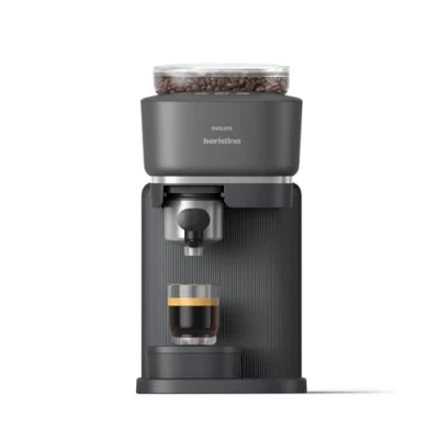 Abbildung von PHILIPS baristina Espressomaschine BAR300/60 mit Mahlwerk für ganze Bohnen, 16 bar Pumpendruck, Schwarzgrau