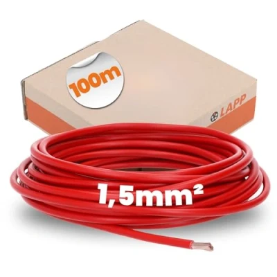 Abbildung von 100 Meter Lapp 4520041 H07V K 1,5 mm² rot I Verdrahtungsleitung Aderleitung flexibel PVC Einzelader Litze 1,5mm2 Verdrahtung