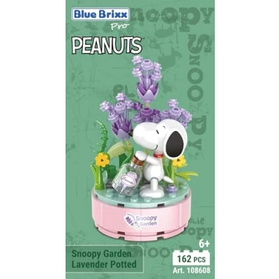 Abbildung von BlueBrixx Pro 108608 Snoopy Garten „Lavendel im Topf“ aus Klemmbausteinen mit 162 Bauelementen
