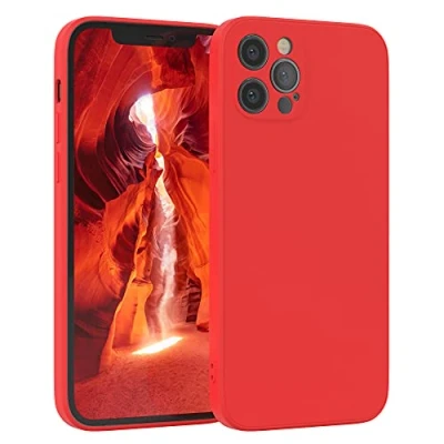 Abbildung von EAZY Case Silikonhülle für iPhone 12 Pro Hülle Silikon Rot weich stoßfeste Handyhülle Schutzhülle mit Kameraschutz Dünn Premium Schutz Cover TPU Phone Bumper in