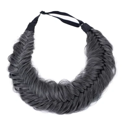 Abbildung von CAISHA by PRETTYSHOP Fischgrätenzopf Zopf Haarteil Haarband Stirnband Haarschmuck Geflochten Dunkelgrau Mix HZ302