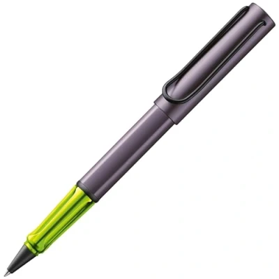 Abbildung von Lamy AL star aubergine Tintenroller leichter Stift mit transparenten, ergonomischen Griff &amp; Strichbreite M Gehäuse aus Aluminium Tintenrollermine 63 in schwarz