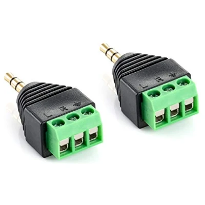 Abbildung von POPPSTAR Audio Klinkenstecker (Adapter 3,5mm Klinke männlich auf 3 pin Terminal Block), 2 Stück