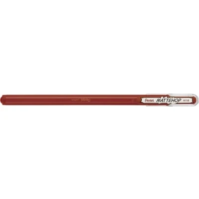 Abbildung von Pentel K110 VEX Mattehop Gel Tintenroller mit hochdeckender Tinte in mattem Finish, Modell Kappe, 1 Stück, braun