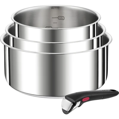 Abbildung von Tefal Topf Set &quot;L898S4 Ingenio Preference&quot;, Edelstahl, (Set, 4 tlg., je 1 Stielkasserolle Ø 16/18/20 cm, abnehmbarer Griff), stapelbar, platzsparend, hochwertiger induktionsgeeignet