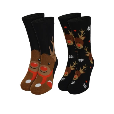 Abbildung von United Labels 2ER PACK Weihnachts Rentier Socken, Herren, Größe: 43 46, Schwarz