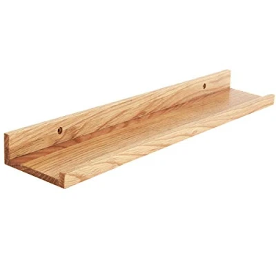 Abbildung von IBUYKE Wandregal in U Form, 30/45/60/90 cm Schweberegal Vintage Stil Hängeregal Büroregal für Dekos, Wohnzimmer, Schlafzimmer und Büro, Holzfarbe RF GB544