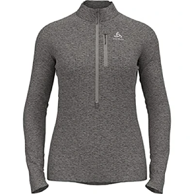Abbildung von Odlo Damen Langarm Shirt mit halben Reißverschluss TENCIA, silver cloud melange, XL