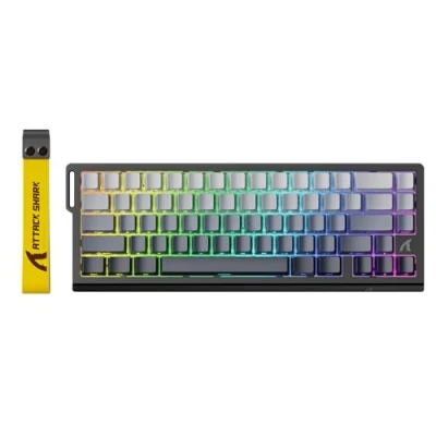 Abbildung von ATTACK SHARK X68 HE 8000Hz Rapid Trigger Tastatur, 0,01mm RT Genauigkeit, Kabelgebundene RGB 60% Gaming Tastatur mit Magnetic Switches, Einstellbare Betätigung, Snap Tap, für PC/Mac, Mondnacht